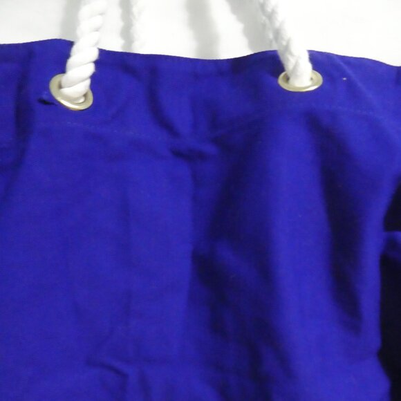 TRINA TURK BEACH TOTE | Blue Corduroy With Gold Seas The Day Print | NWOT - Picture 13 of 16